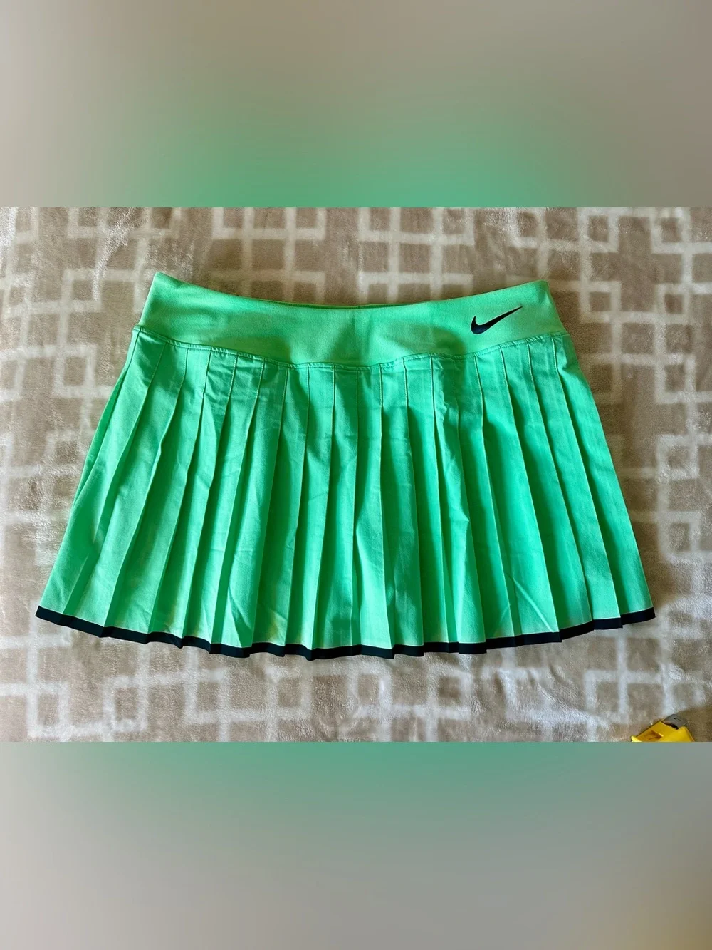 Nike Women's Vibrant Green Pleated Skater Skort with Black Hem